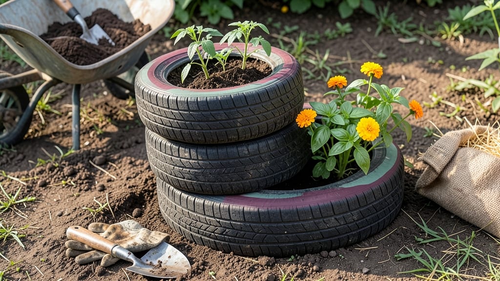DIY Projects Using Old Tires: Upcycled Planters for Thriving Vegetables