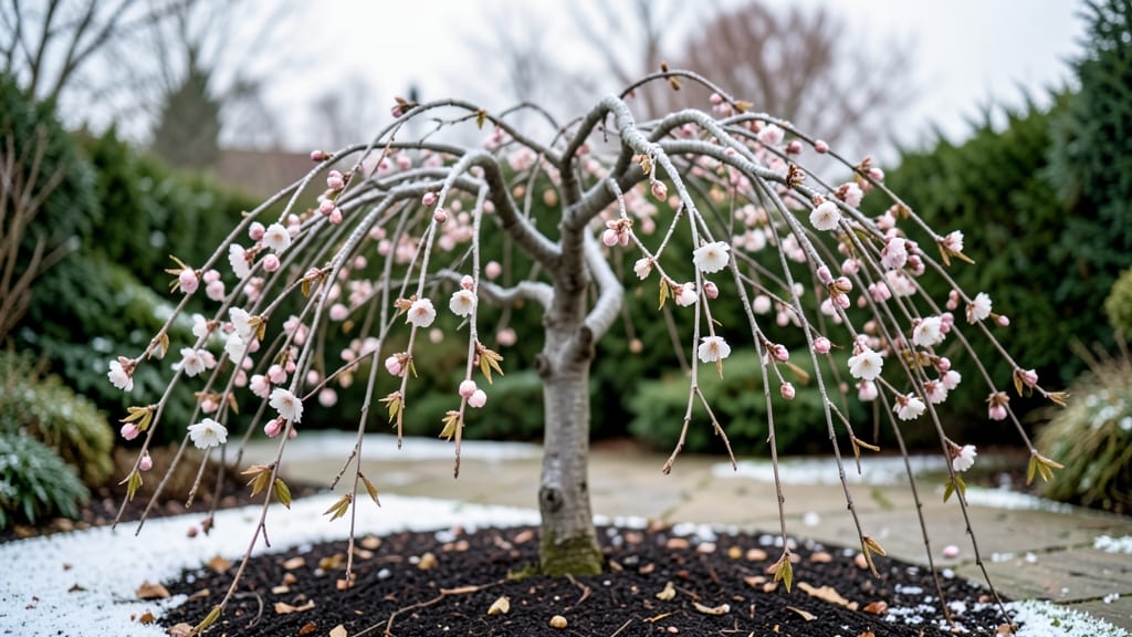 Snow Fountain Weeping Cherry Trees: Winter Garden Statement With Frost-Resilient Blooms
